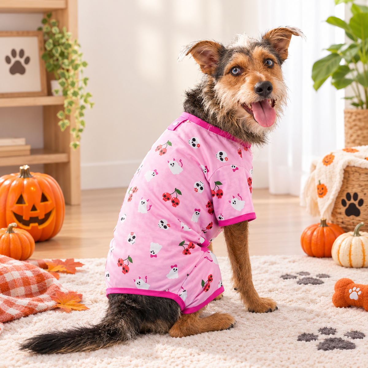 Spooky Pink Dog Pajamas